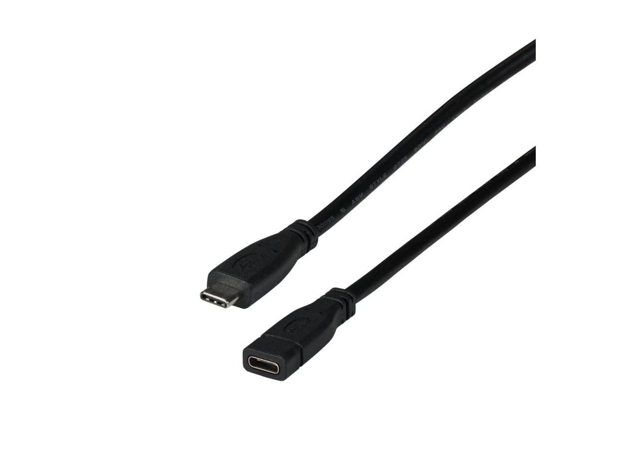 USB 3.2 Gen.2 10Gbit 3A Verlängerungskabel USB C Stecker auf USB C Buchse  passiv schwarz 0,2m
