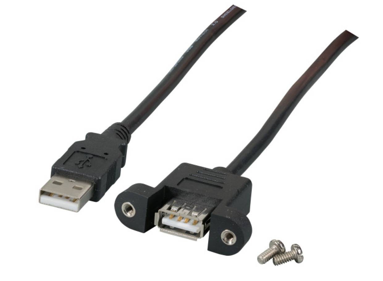 USB 2.0 Verlängerungskabel Classic USB A Stecker auf USB A Einbaubuchse  schwarz 1,8m - Multimedia Adapter + Kabel
