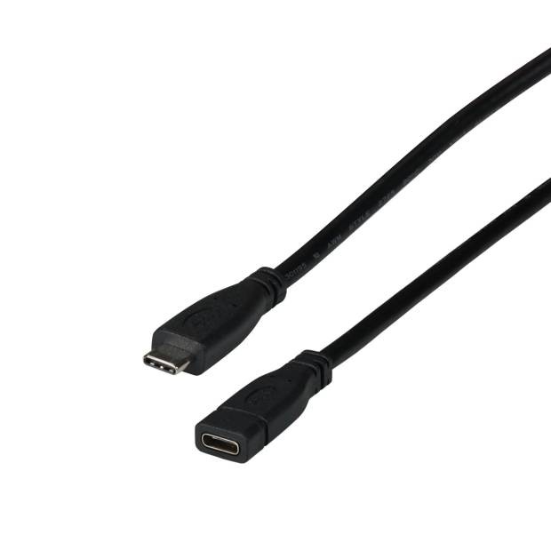 USB 3.2 Gen.2 10Gbit 3A Verlängerungskabel USB C Stecker auf USB C Buchse passiv schwarz 1m