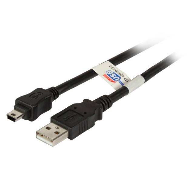 USB 2.0 Anschlusskabel PREMIUM USB A Stecker auf USB Mini B Stecker 5-Polig schwarz 0,5m