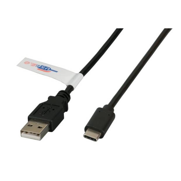 USB 2.0 Anschlusskabel PREMIUM USB A Stecker auf USB C Stecker schwarz 2m