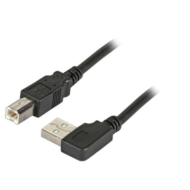 USB 2.0 Anschlusskabel Classic USB A Stecker 90 Grad gewinkelt auf USB B Stecker schwarz 5m