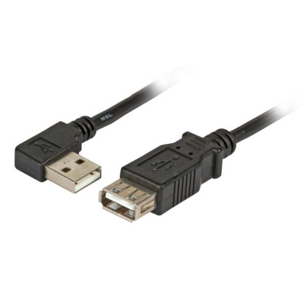 USB 2.0 Verlängerungskabel Classic USB A Stecker 90 Grad gewinkelt auf USB A Buchse schwarz 3m