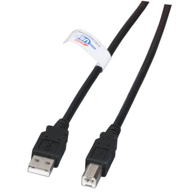 USB 2.0 Anschlusskabel halogenfrei LSZH USB A Stecker auf USB B Stecker schwarz 1,8m