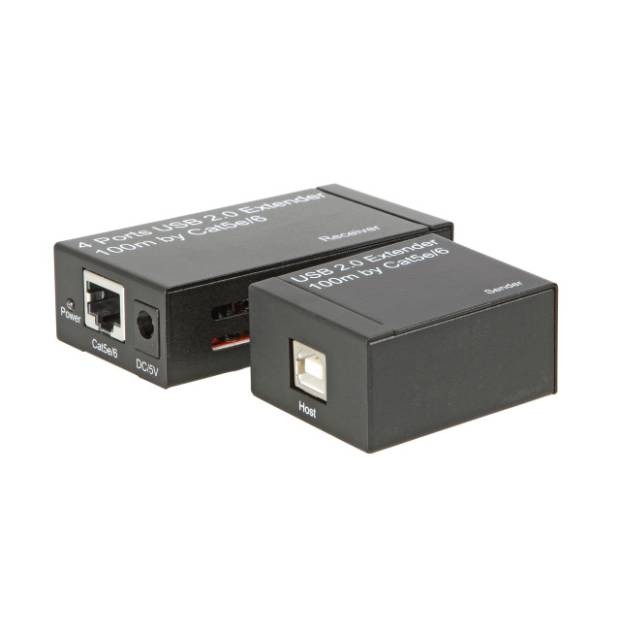 USB 2.0 Extender Cat.5e/6 bis zu 100m 4-Port inkl. Netzteil