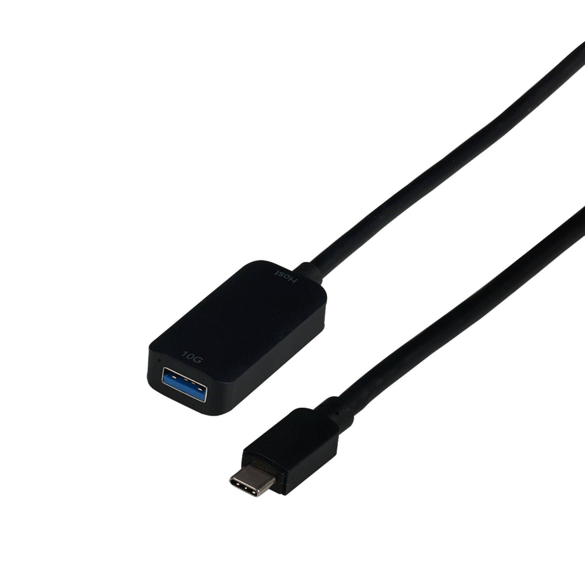 USB 3.2 Gen.2 10Gbit Verlängerungskabel USB C Stecker zu USB A Buchse  schwarz 5m - Multimedia Adapter + Kabel